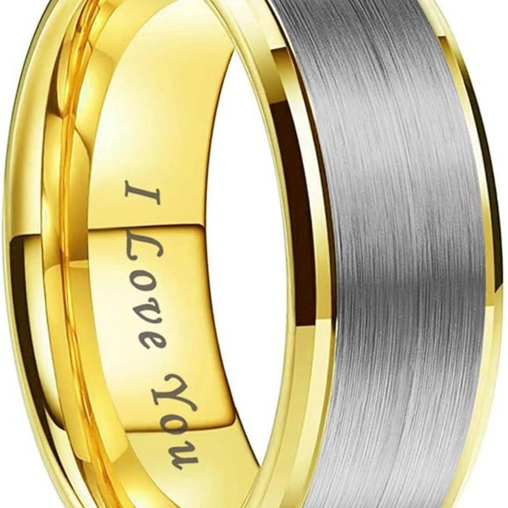 Gold and Silver Two-Tone 8mm Tungsten Ring